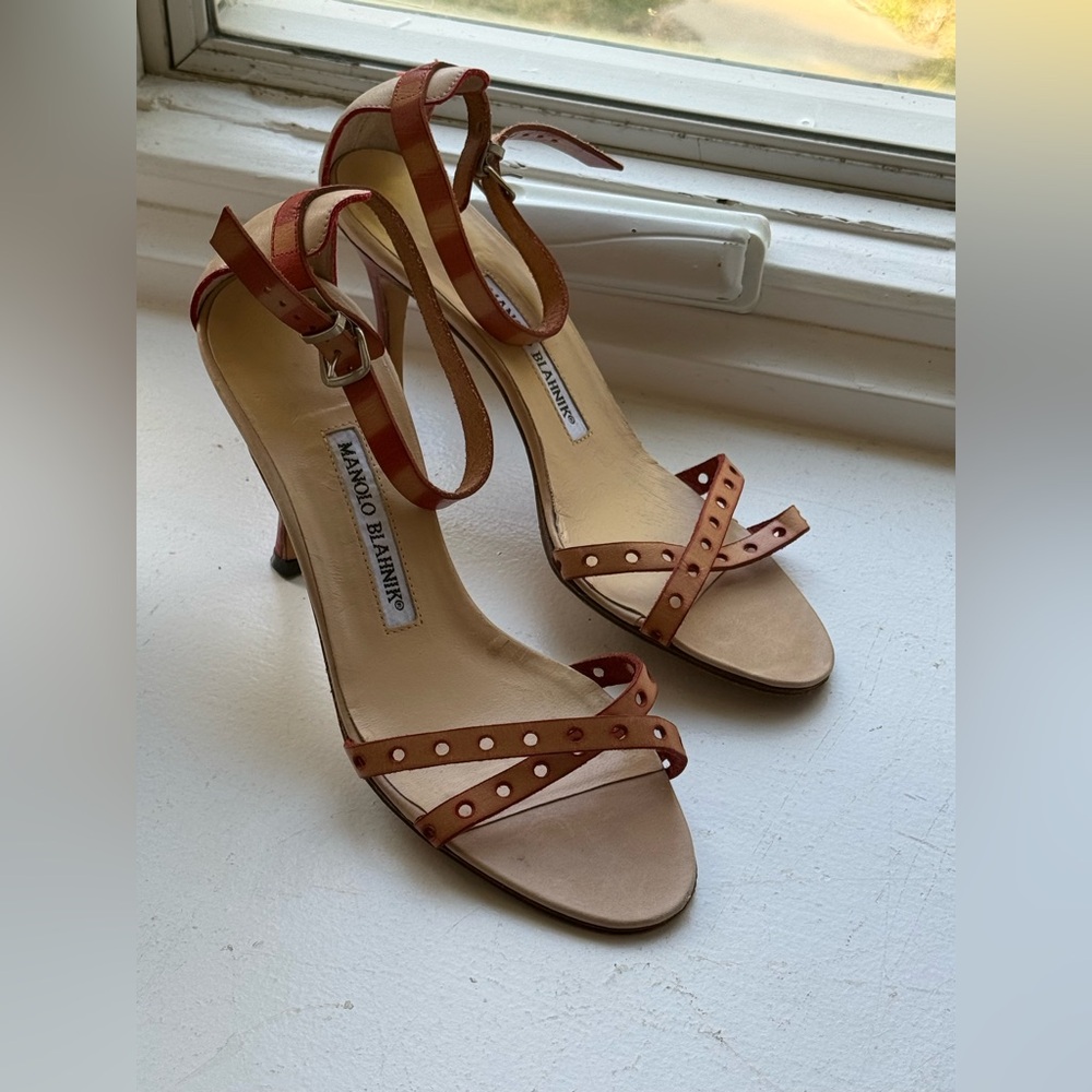 Vintage red striped manolo blahnik size 37.5